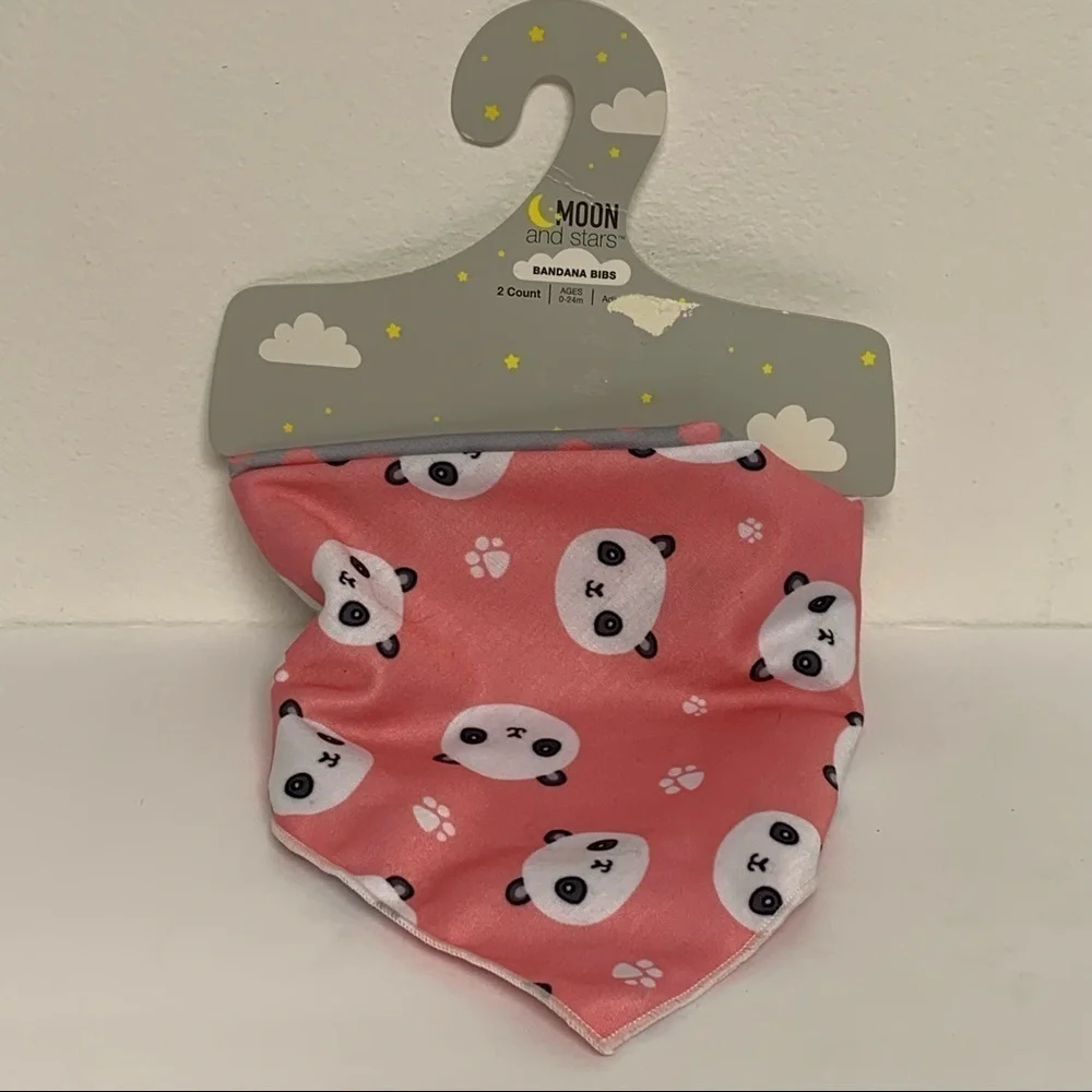 NEW |MOON AND STARS| INFANT/BABY BANDANA BIBS 0-24 MONTHS (Lot of 4 Bibs)